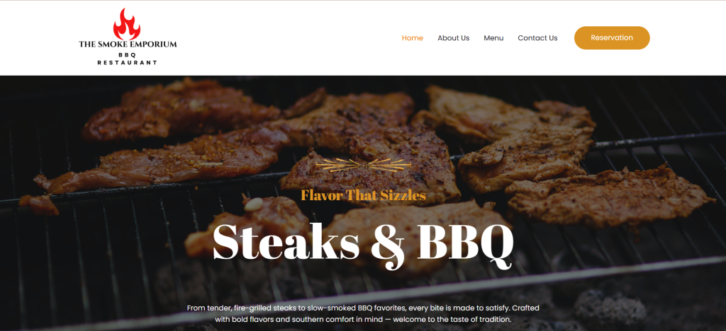 BBQ restaurant website demo design by Brockway Web Solutions